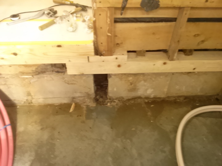 入口土台が腐っていましたので交換します。