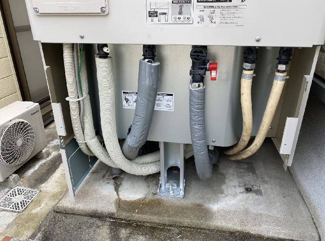 施工中<br />配管工事完了。