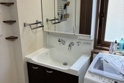 北九州市門司区 洗面化粧台と浴室換気扇工事